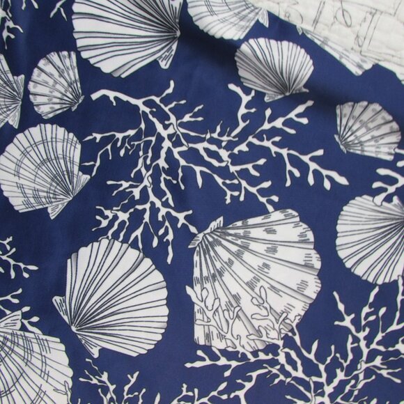 EUC $166 JEAN-PIERRE KLIFA Paris Smooth Stretch Blue shell Print midi Dress Sz S - Picture 4 of 9